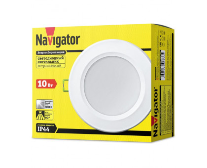 Круглый встраиваемый (LED) светильник даунлайт 121х67 Navigator NDL-P1-10W-840-WH-LED 10Вт 4000К IP44 (94836) Белый