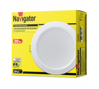 Круглый встраиваемый (LED) светильник даунлайт 170х69 Navigator NDL-P1-20W-840-WH-LED 20Вт 4000К IP44 (94837) Белый