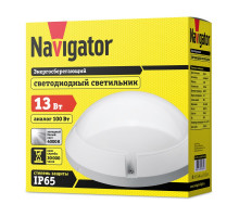 Круглый накладной (LED) светильник ЖКХ ДПБ Navigator NBL-PR1-13-4K-WH-IP65-LED 13Вт 4000K IP65 235х94 мм (94839) Белый