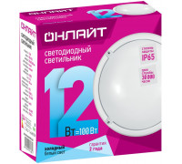 Круглый накладной (LED) светильник ЖКХ ДПБ Онлайт OBL-R1-12-4K-WH-IP65-LED-SNRV 12Вт 4000K IP65 218х83 мм (71623) с оптико-акустическим датчиком движения