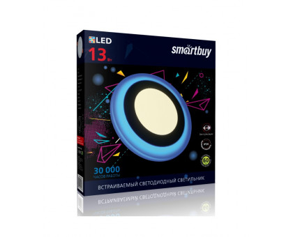 Круглый встраиваемый (LED) светильник 195х10 Smartbuy 13Вт 3000/Синий IP20 (SBL-DLB-13-3K-B) Белый
