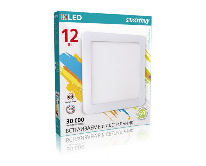 Квадратный встраиваемый (LED) светильник 170х170х10 Smartbuy 12Вт 4000K IP20 (SBL-DLSq-12-4K) Белый