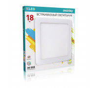 Квадратный встраиваемый (LED) светильник 220х220х10 Smartbuy 18Вт 4000K IP20 (SBL-DLSq-18-4K) Белый