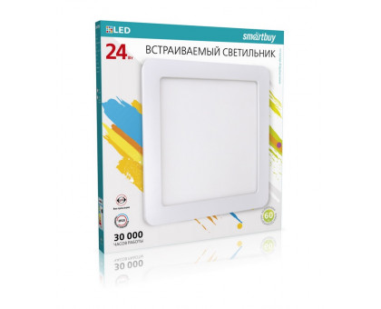 Квадратный встраиваемый (LED) светильник 300х300х10 Smartbuy 24Вт 4000K IP20 (SBL-DLSq-24-4K) Белый