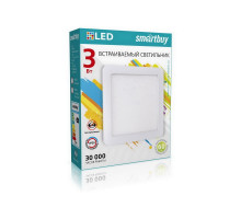 Квадратный встраиваемый (LED) светильник 83х83х10 Smartbuy 3Вт 6500K IP20 (SBL-DLSq-3-65K) Белый