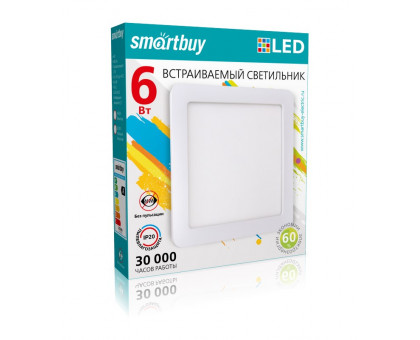 Квадратный встраиваемый (LED) светильник 120х120х10 Smartbuy 6Вт 4000K IP20 (SBL-DLSq-6-4K) Белый