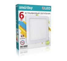 Квадратный встраиваемый (LED) светильник 120х120х10 Smartbuy 6Вт 6500K IP20 (SBL-DLSq-6-65K) Белый