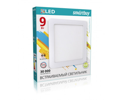 Квадратный встраиваемый (LED) светильник 145х145х10 Smartbuy 9Вт 4000K IP20 (SBL-DLSq-9-4K) Белый