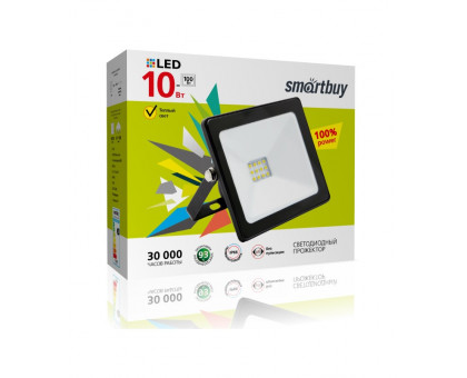 Светодиодный (LED) прожектор FL SMD Smartbuy 10 Вт IP65 Дневной белый свет(SBL-FLSMD-10-65K) Чёрный