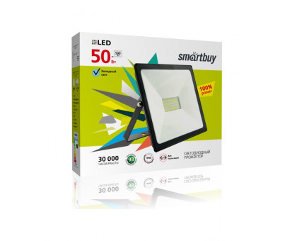 Светодиодный (LED) прожектор FL SMD Smartbuy 50 Вт IP65 Дневной белый свет(SBL-FLSMD-50-65K) Чёрный