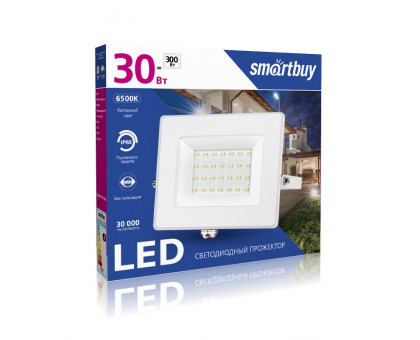 Светодиодный (LED) прожектор FL SMD White Smartbuy 30 Вт IP65 Дневной белый свет(SBL-FLWhite-30-65K) Белый