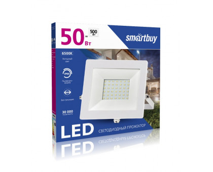 Светодиодный (LED) прожектор FL SMD White Smartbuy 50 Вт IP65 Дневной белый свет(SBL-FLWhite-50-65K) Белый