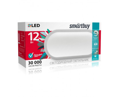 Овальный накладной (LED) светильник ЖКХ ДПБ Smartbuy 12Вт 4000K IP65 177х85х57 мм (SBL-HPOval-12W-4K) Белый