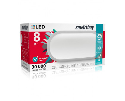 Овальный накладной (LED) светильник ЖКХ ДПБ Smartbuy 8Вт 4000K IP65 155х78х57 мм (SBL-HPOval-8W-4K) Белый