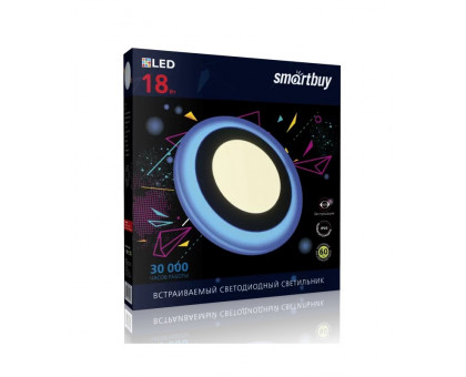 Круглый накладной (LED) светильник 245х10 Smartbuy 18Вт 3000/Синий IP20 (SBL1-DLB-18-3K-B) Белый