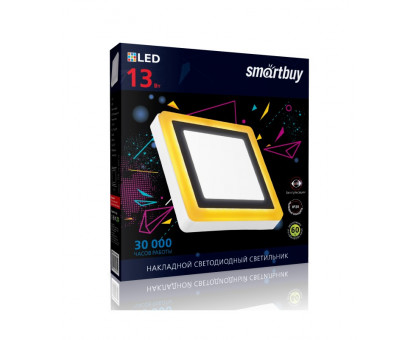 Квадратный накладной (LED) светильник 195х195х10 Smartbuy 13Вт 6500/Оранжевый IP20 (SBLSq1-DLB-13-65K-O) Белый