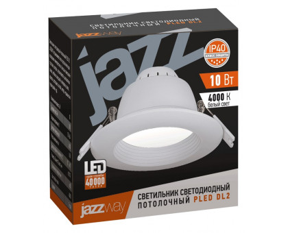 Круглый встраиваемый (LED) светильник Downlight 120х67 Jazzway PLED DL2 10W Fr/Wh 4000K IP40 (1026842) Белый