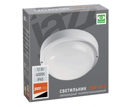 Круглый накладной (LED) светильник ЖКХ ДПБ Jazzway PBH-PC2-RA 12W 4000K IP65 12Вт 155х50 мм (1035660) Белый