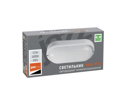 Овальный накладной (LED) светильник ЖКХ ДПБ Jazzway PBH-PC2-OA 12W 4000K IP65 12Вт 199х97х45 мм (1035677A) Белый