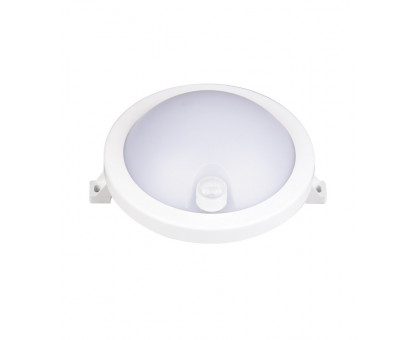 Круглый накладной (LED) светильник ЖКХ ДПБ Jazzway PBH-PC3-RSI 8W 4000K WHITE IP65 SENSOR 8Вт 172х150х79 мм (5009417) с инфракрасным датчиком движения