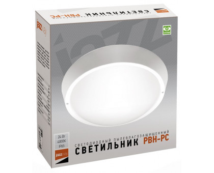 Круглый накладной (LED) светильник ЖКХ ДПБ Jazzway PBH-PC-RA 24w 4000K WHITE IP65 24Вт 270х93 мм (5020788) Белый