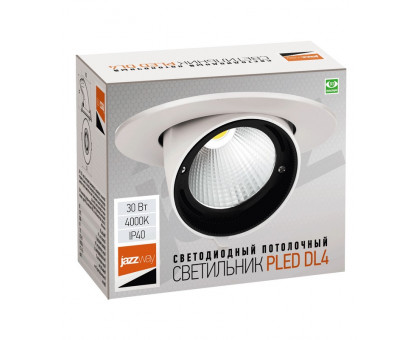 Поворотный Круглый встраиваемый (LED) светильник Downlight 138х95 Jazzway PLED DL4 30w 4000K 24° WH IP40 (5021907) Белый