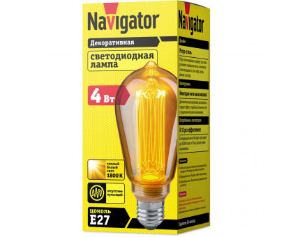 Светодиодная (LED) лампа Navigator NLL-SC17-ST64-4-230-1.8K-E27-PMMA 4Вт Е27 ST64 (14232) Теплый белый свет