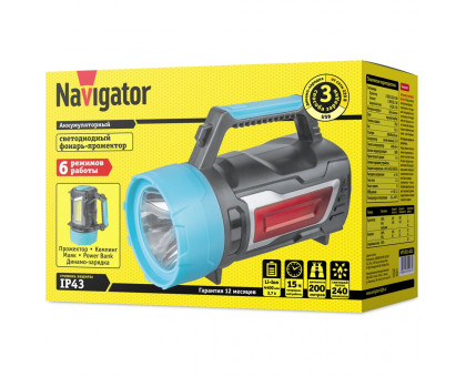 Светодиодный (LED) фонарь-прожектор Navigator NPT-SP21-ACCU IP43 с аккумулятором 4400мАч (14267) 6 режимов работы