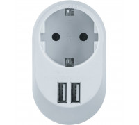 Адаптер розеточный Navigator NAD-USB01-1E-C-WH 16А 3680Вт 1 розетка 2 USB порта (61454) с заземлением