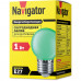 Светодиодная (LED) лампа Navigator NLL-G45-1-230-G-E27 1Вт Е27 Шар (71828) Зелёный свет