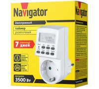 Электронный розеточный таймер Navigator NTR-E-S01-WH IP20 (61555) 7 дней (недельный)