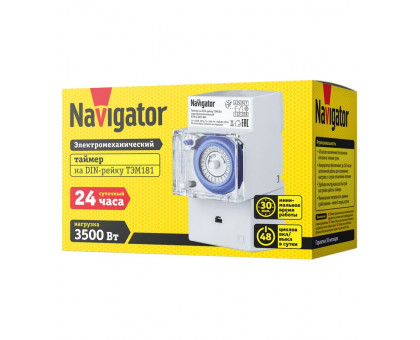 Аналоговый таймер на DIN-рейку Navigator NTR-A-D01-GR IP20 (61560) 24 часа (суточный)