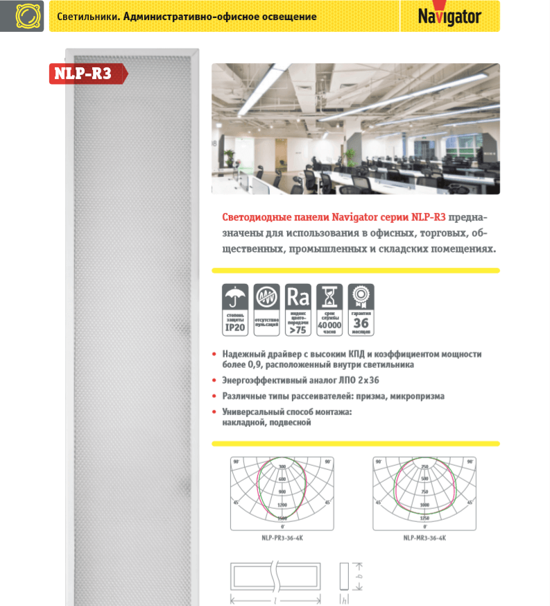 Светильник Navigator 61 294 NLP-PR3-36-4K